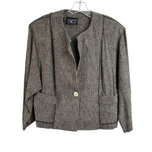 Carole Little Vintage Collarless Cropped Tweed Blazer See Meaurements for Sizing